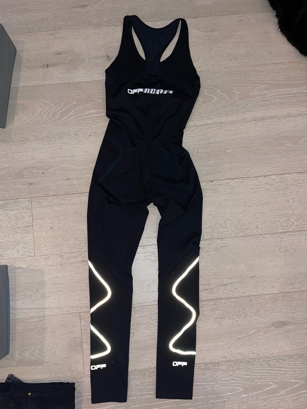 Off-White Black Reflective Logo Jumpsuit Romper